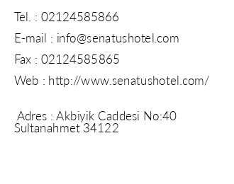 Senatus Hotel iletiim bilgileri